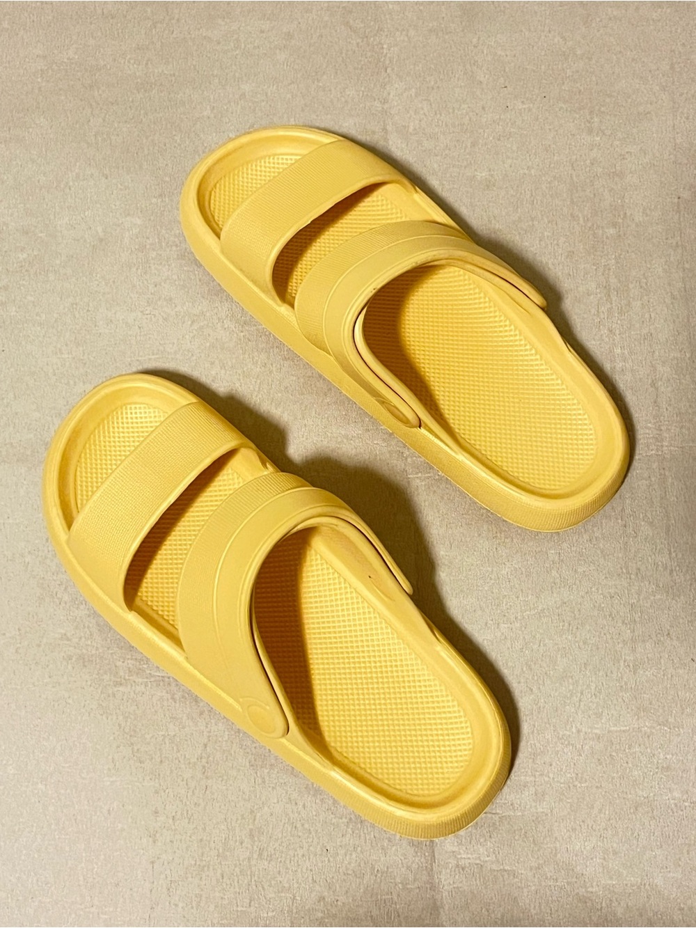 Canary Yellow Chunky Double Strap Sandals EU 42/43, Size 10.5 Adjustable Strap